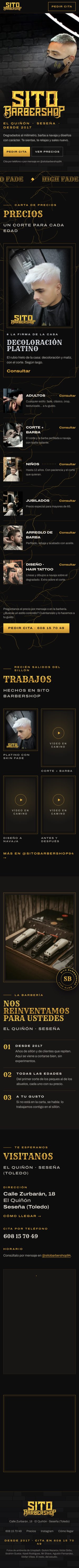 Web de Sito Barbershop en el móvil.
