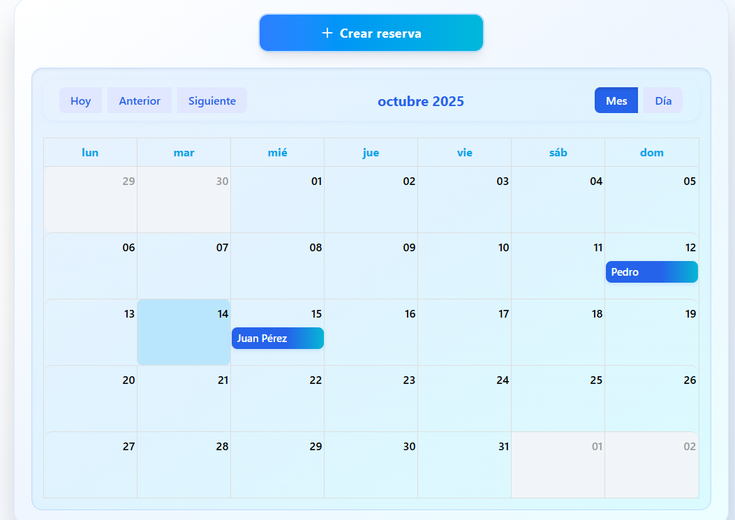 Calendario de reservas